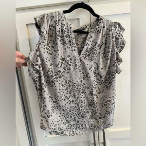Gray, floral Ann Taylor top!  Sleeveless!  Large!